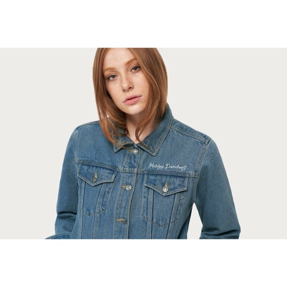Harley Davidson Women's Bar and Shield Logo Denim Jacket NEW WITH TAGS - Picture 1 of 5